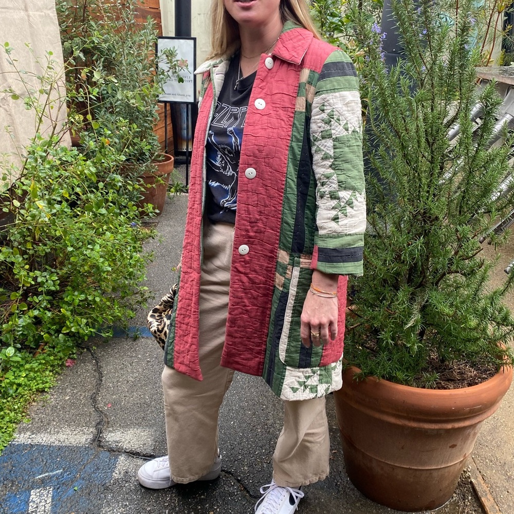 Carleen OOAK quilted jacket coat duster length Medium